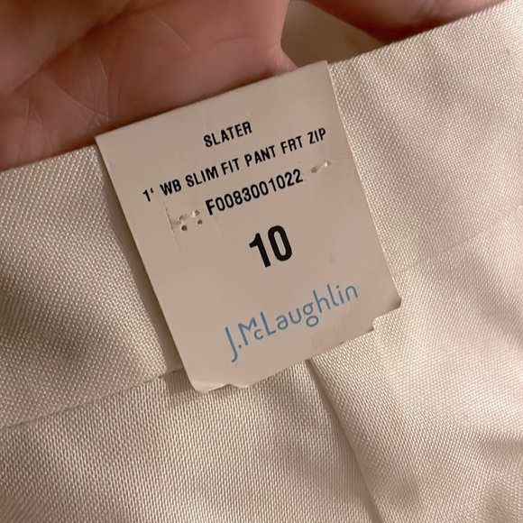 J. McLaughlin Slater Slim Pant NWT Silk White Size 10 - Picture 5 of 10
